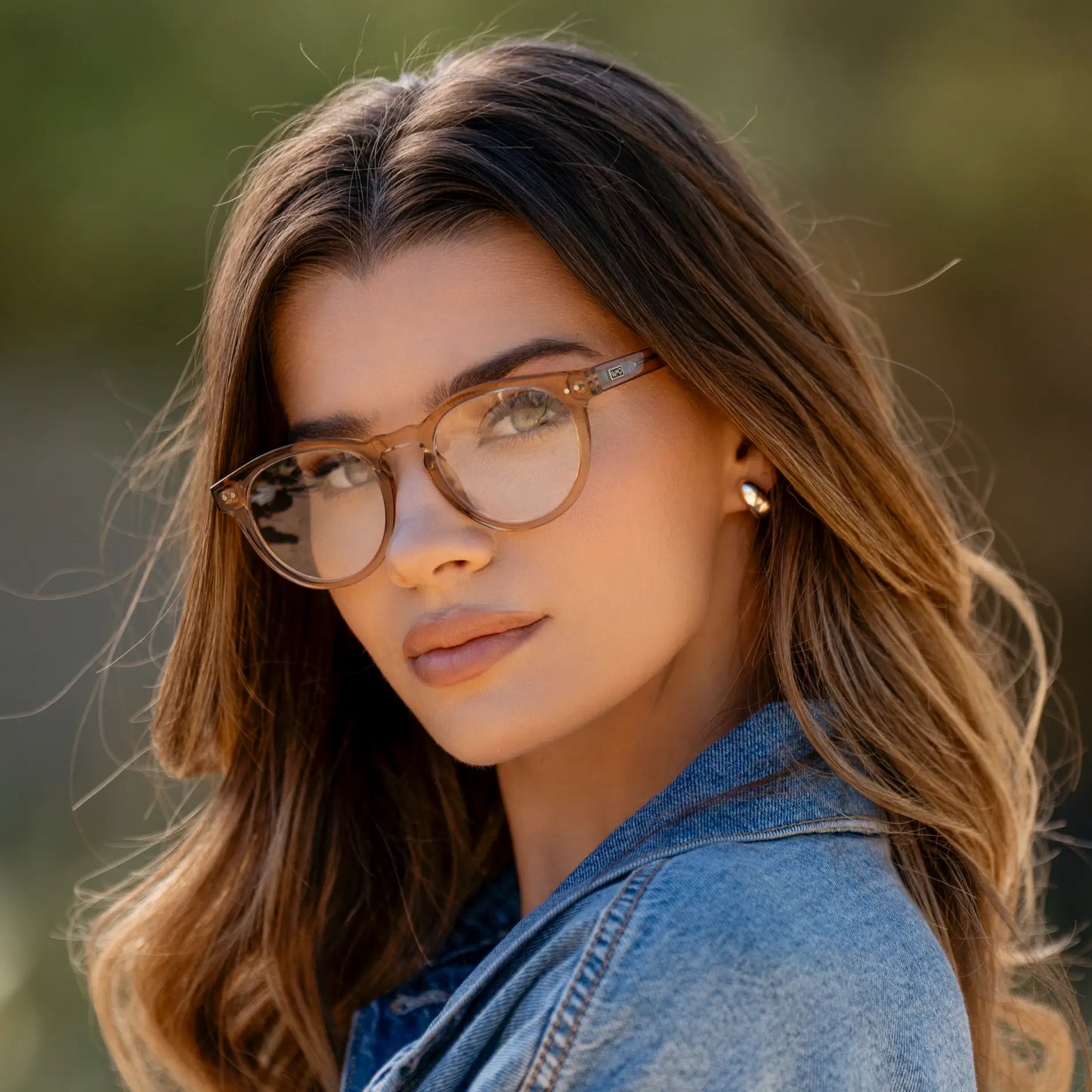 Light Crystal Brown / Narrow || Brown Round Frame Prescription Glasses with Clear Lenses