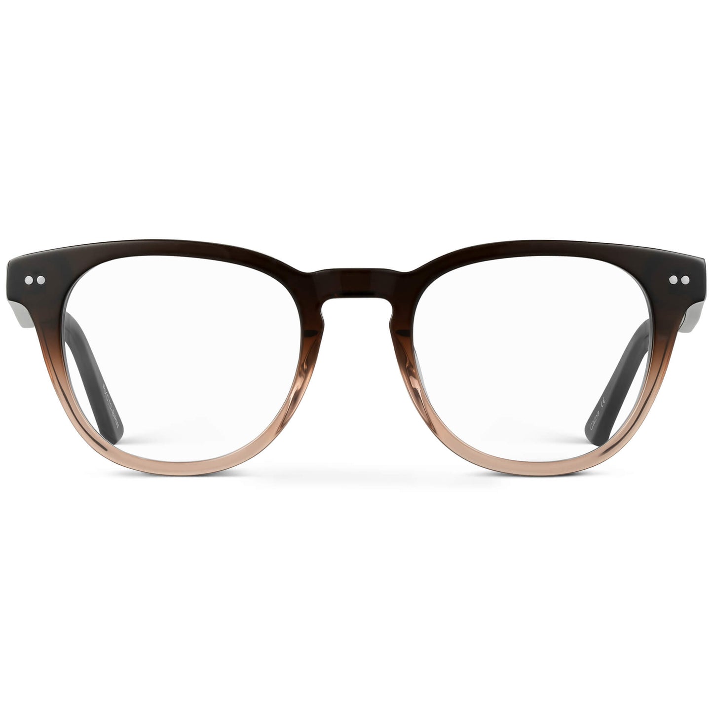Cocoa Brown Fade || Women's Cocoa Brown Fade round acetate frame with clear prescription lens