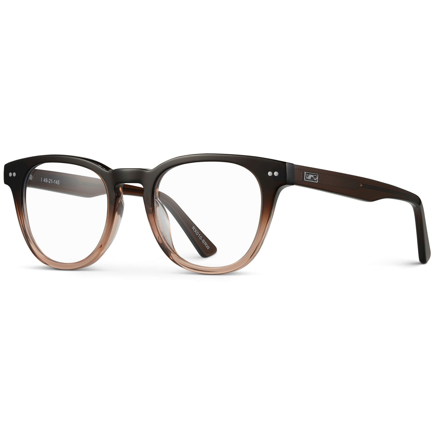 Cocoa Brown Fade || Women's Cocoa Brown Fade round acetate frame with clear prescription lens