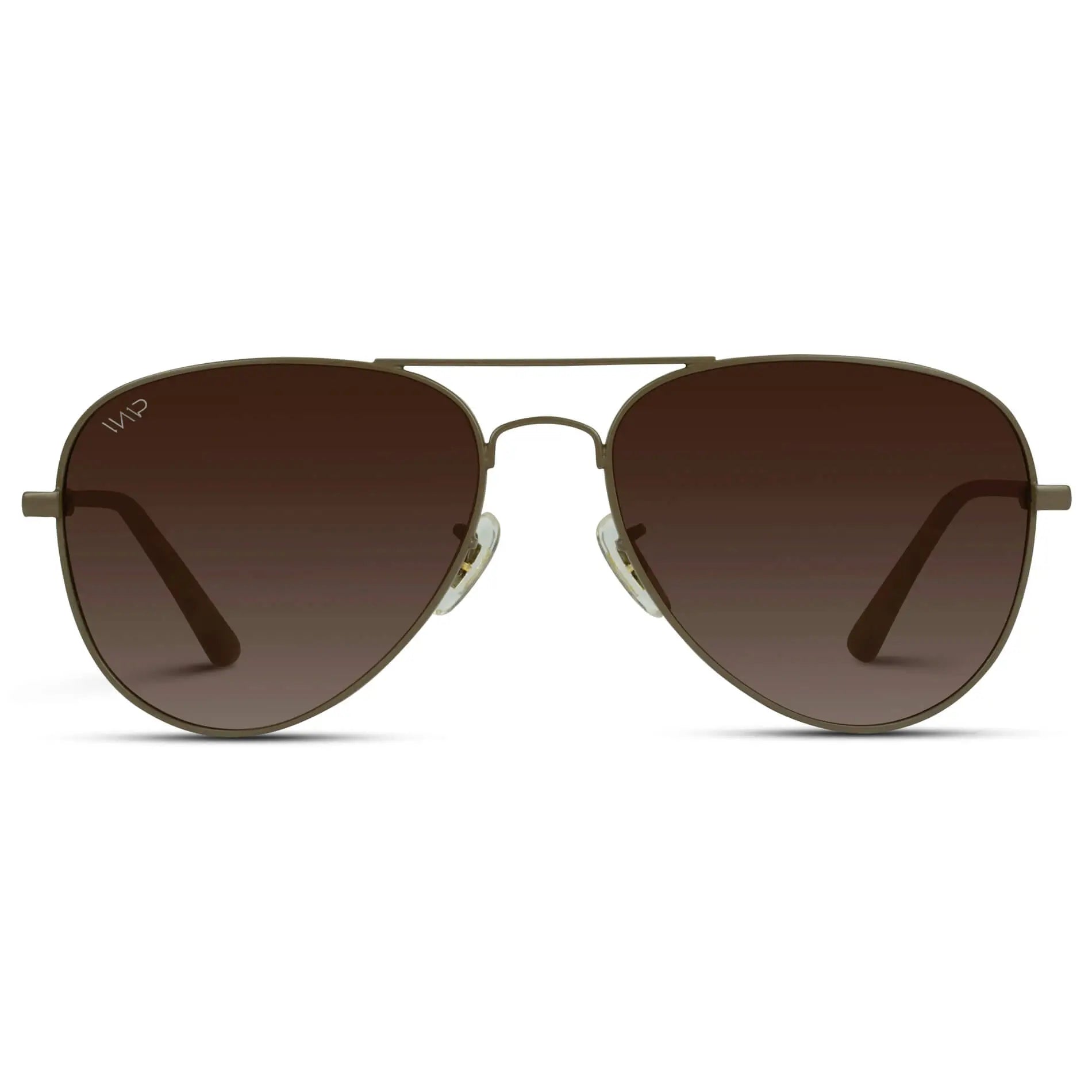 Woodland || Men's Brown Double Bridge Aviator Sunglasses with Brown Polarized Lenses