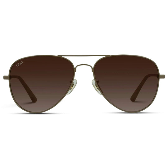 Woodland || Men's Brown Double Bridge Aviator Sunglasses with Brown Polarized Lenses