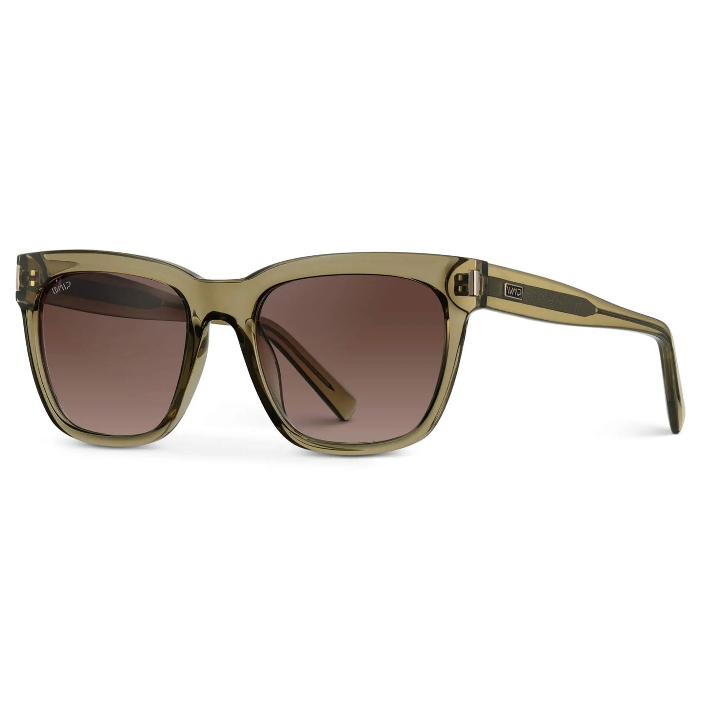 Crystal Moss Green / Brown Gradient Lens || Green Cateye Frame Sunglasses with Brown Polarized Lenses
