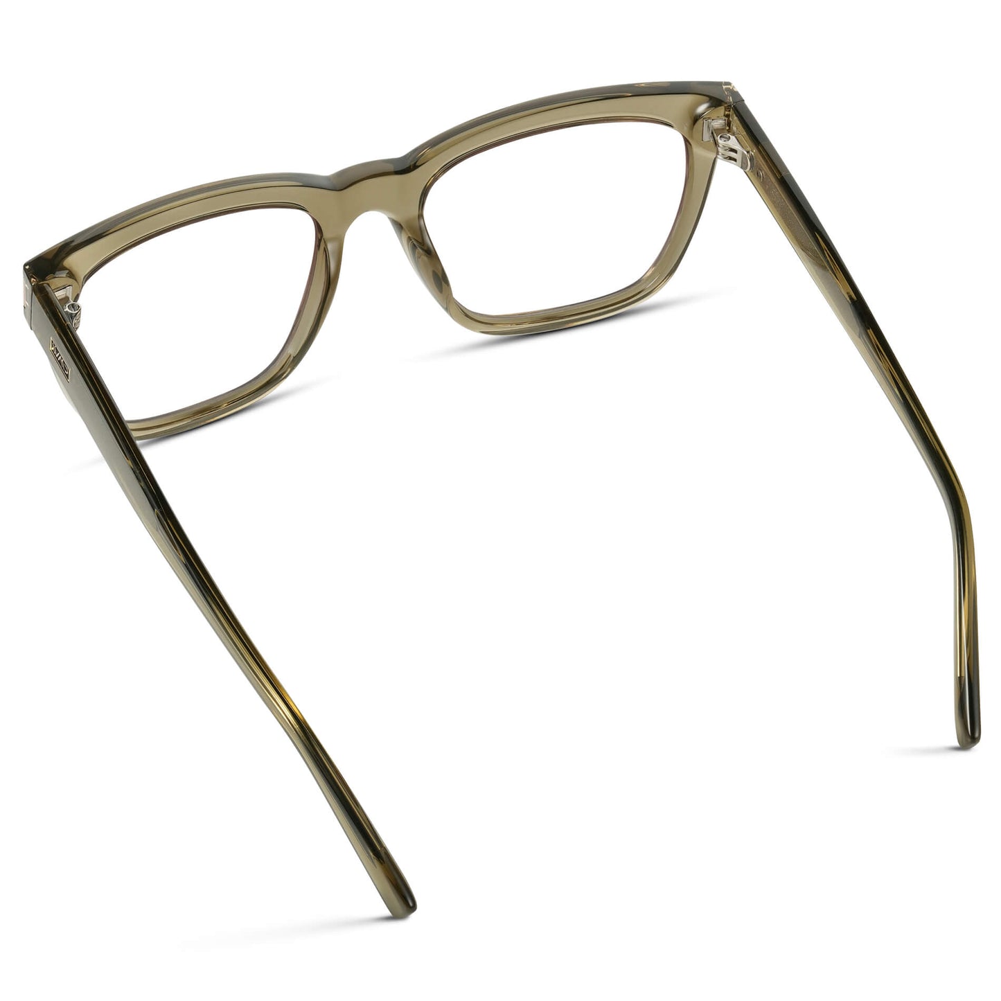 Crystal Moss Green || Square Prescription Frames with Clear Lenses