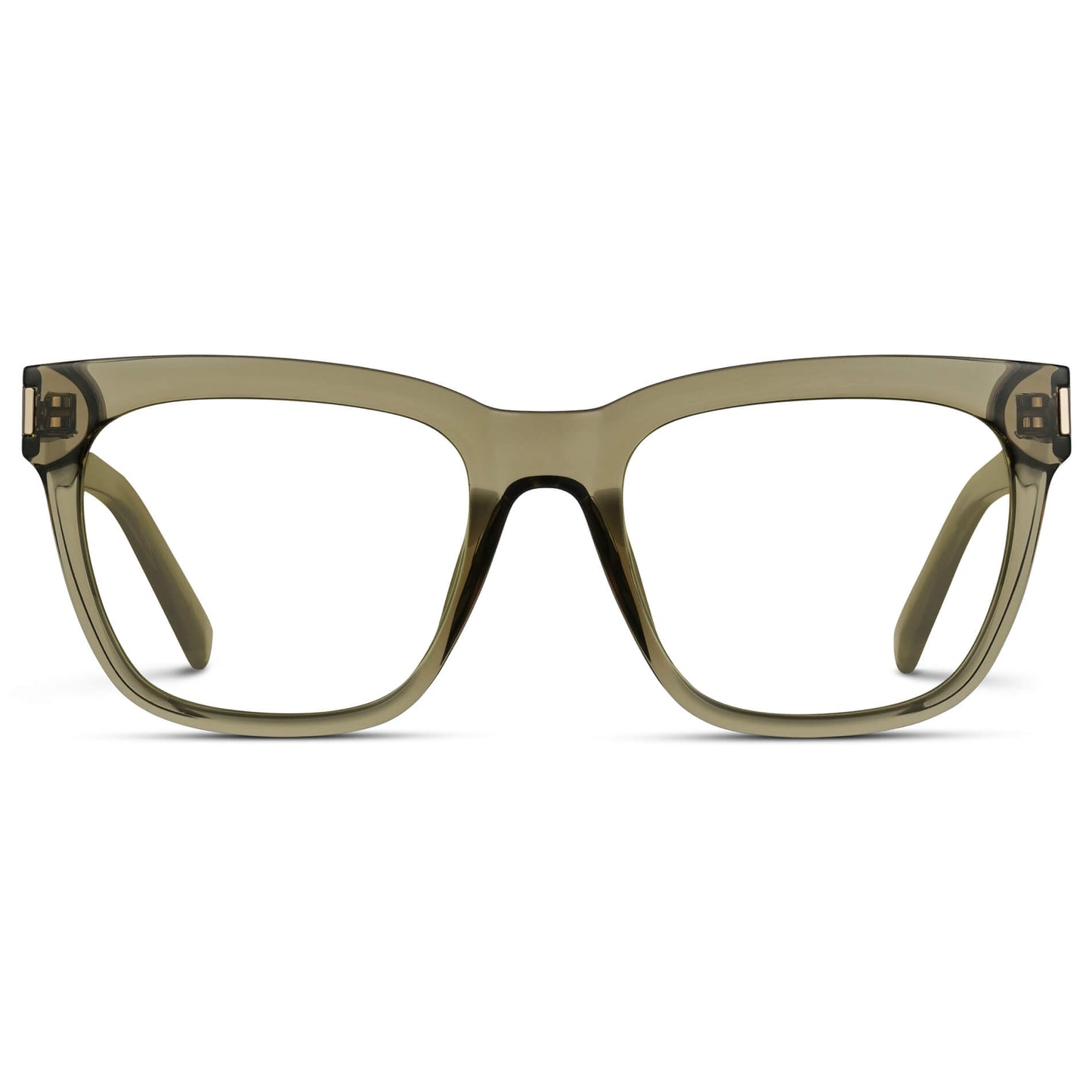 Crystal Moss Green || Square Prescription Frames with Clear Lenses