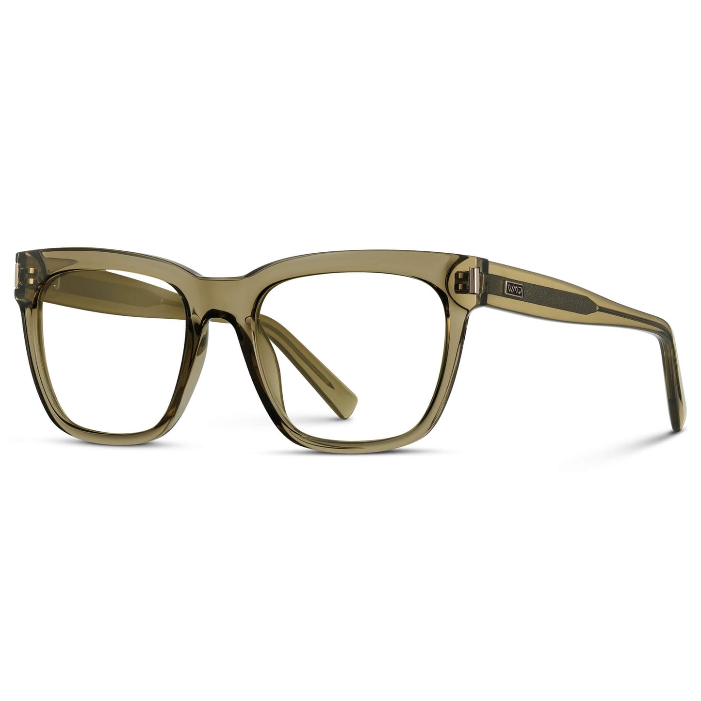 Crystal Moss Green || Square Prescription Frames with Clear Lenses