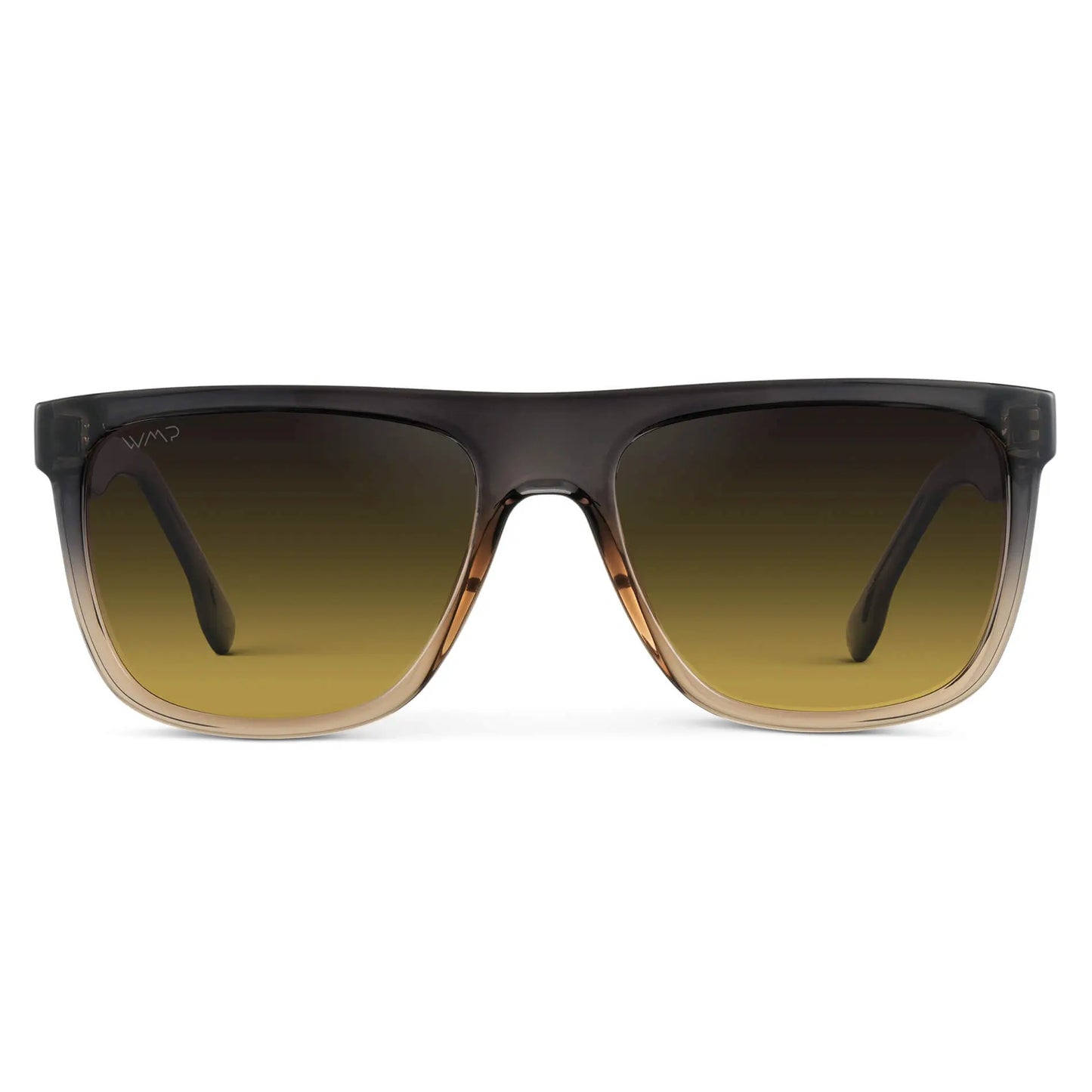 Carbon Champagne / Brown Ochre Lens || Men's Oversized Square Flat-Top Browline Sunglasses with Carbon Champagne Acetate Frame and Brown Ochre Polarized Lens