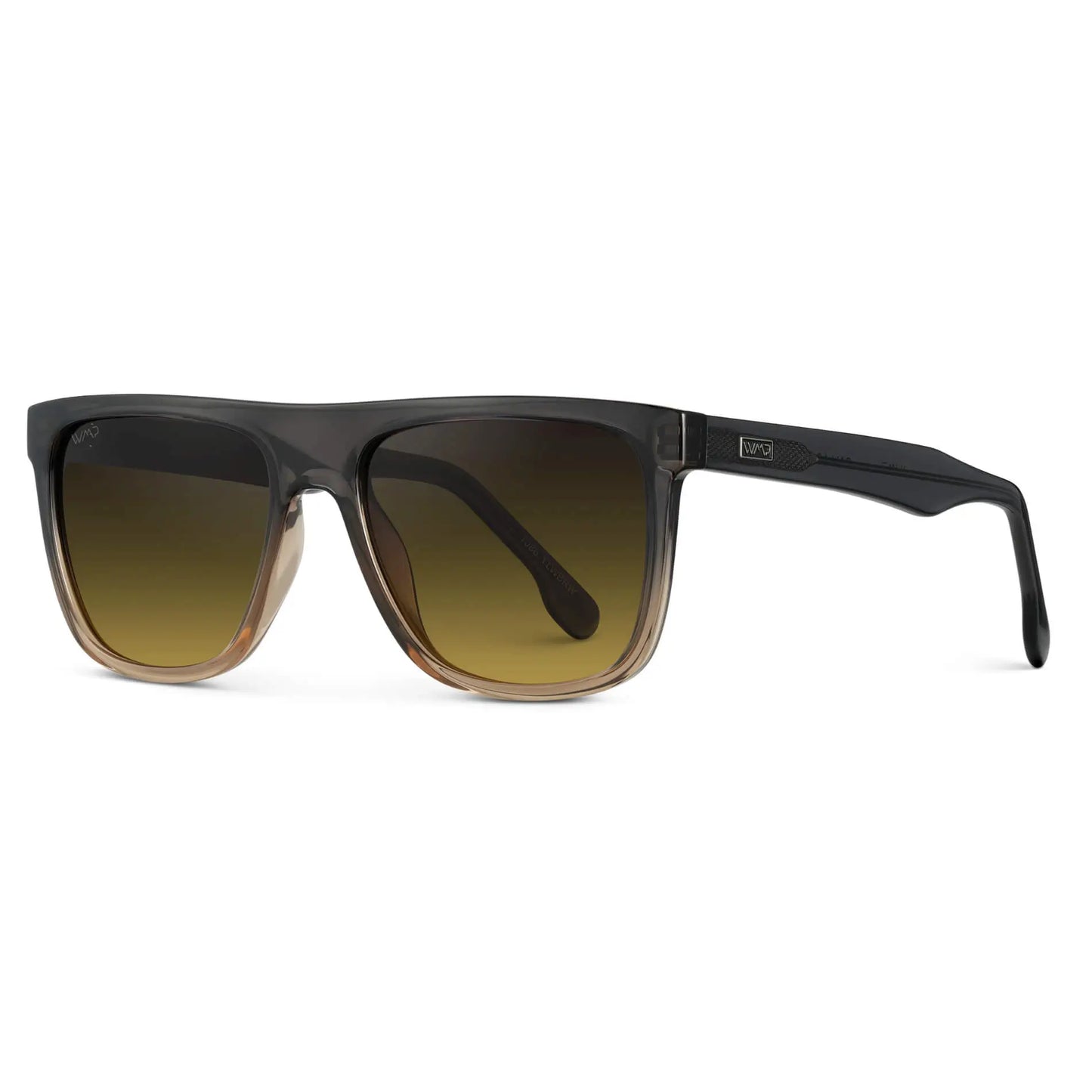 Carbon Champagne / Brown Ochre Lens || Men's Oversized Square Flat-Top Browline Sunglasses with Carbon Champagne Acetate Frame and Brown Ochre Polarized Lens