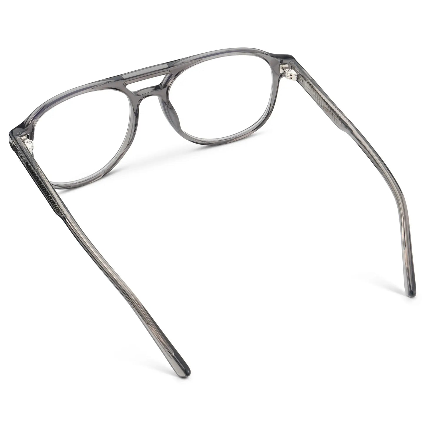 Steel Grey || Men's Aviator Blue Light Blocking Glasses with Steel Grey Acetate Frame and Clear Lens
