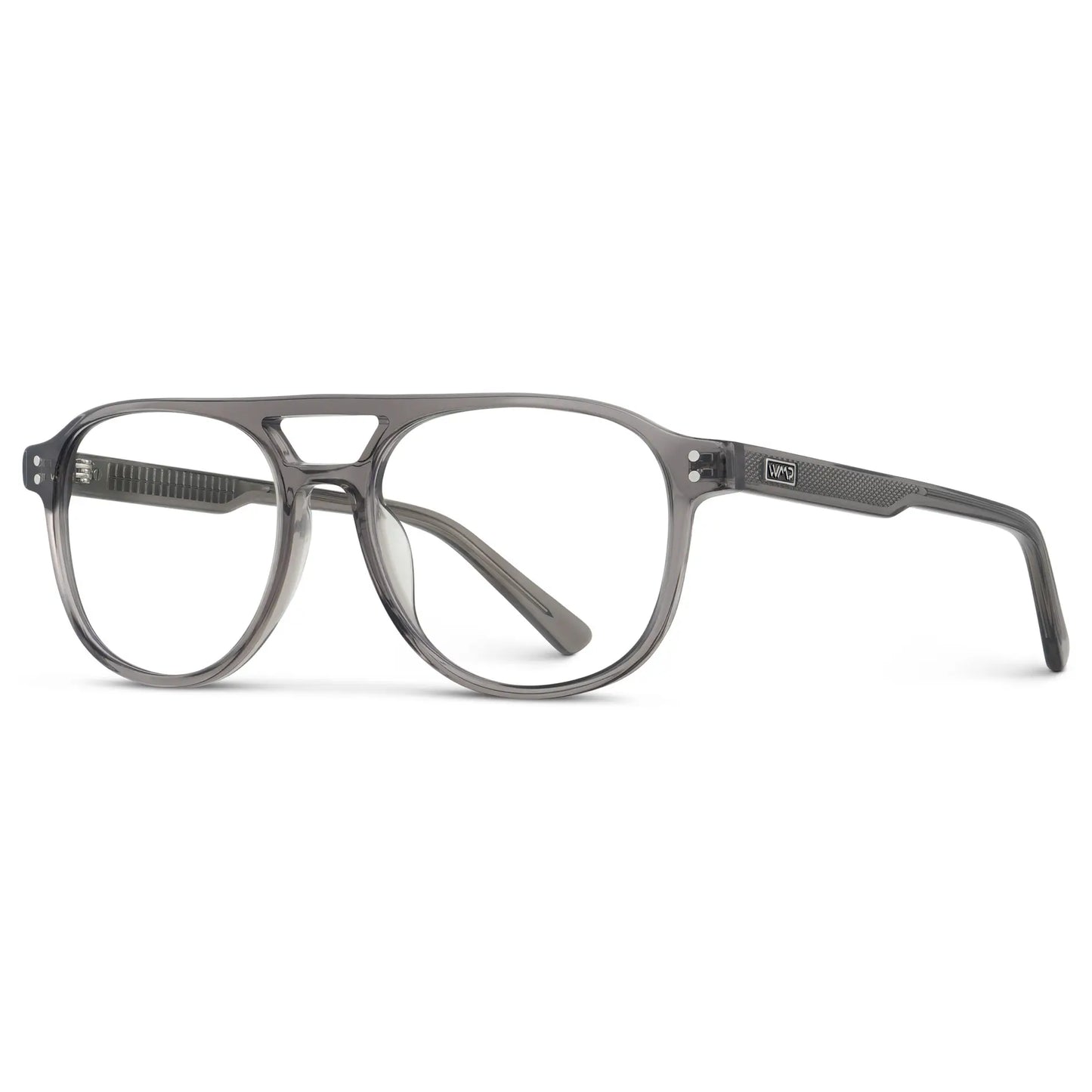 Steel Grey || Men's Aviator Blue Light Blocking Glasses with Steel Grey Acetate Frame and Clear Lens