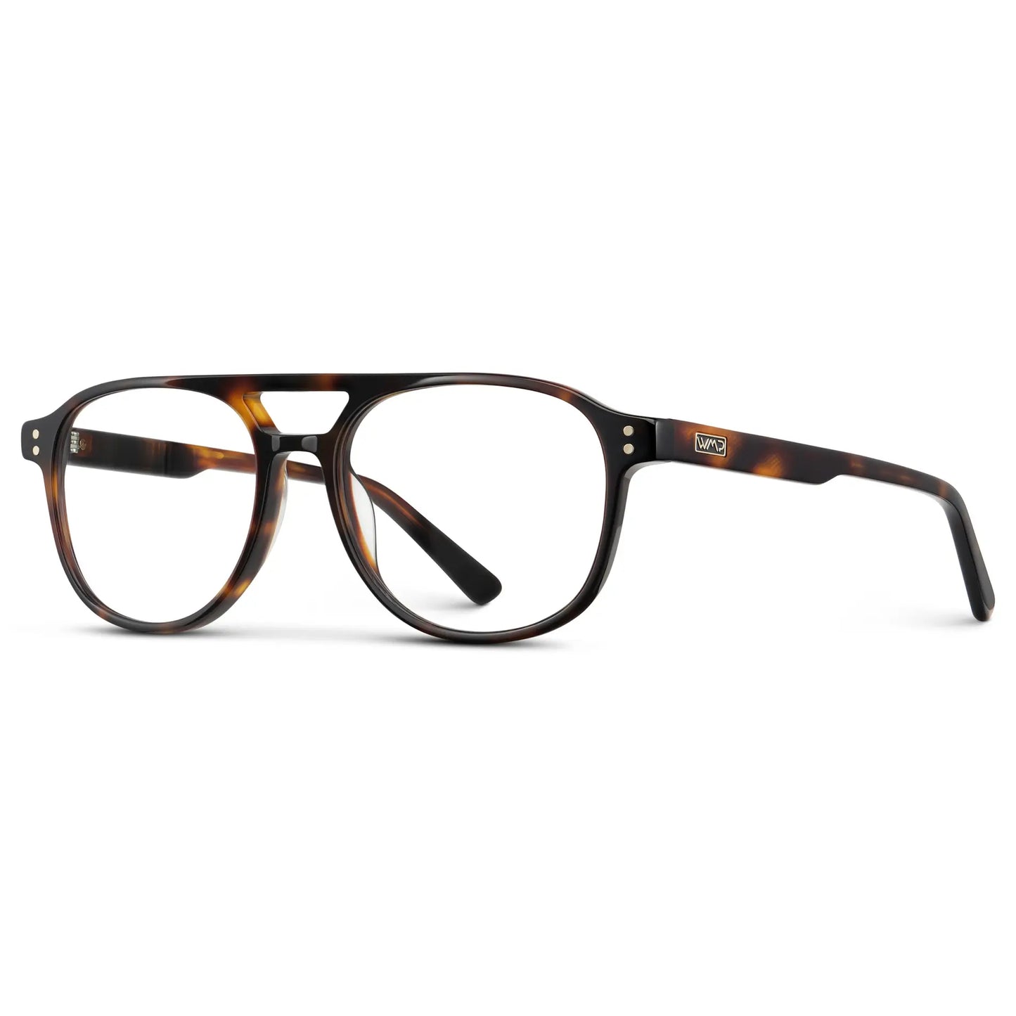 Brown Tortoise || Men's Aviator Blue Light Blocking Glasses with Brown Tortoise Acetate Frame and Clear Lens
