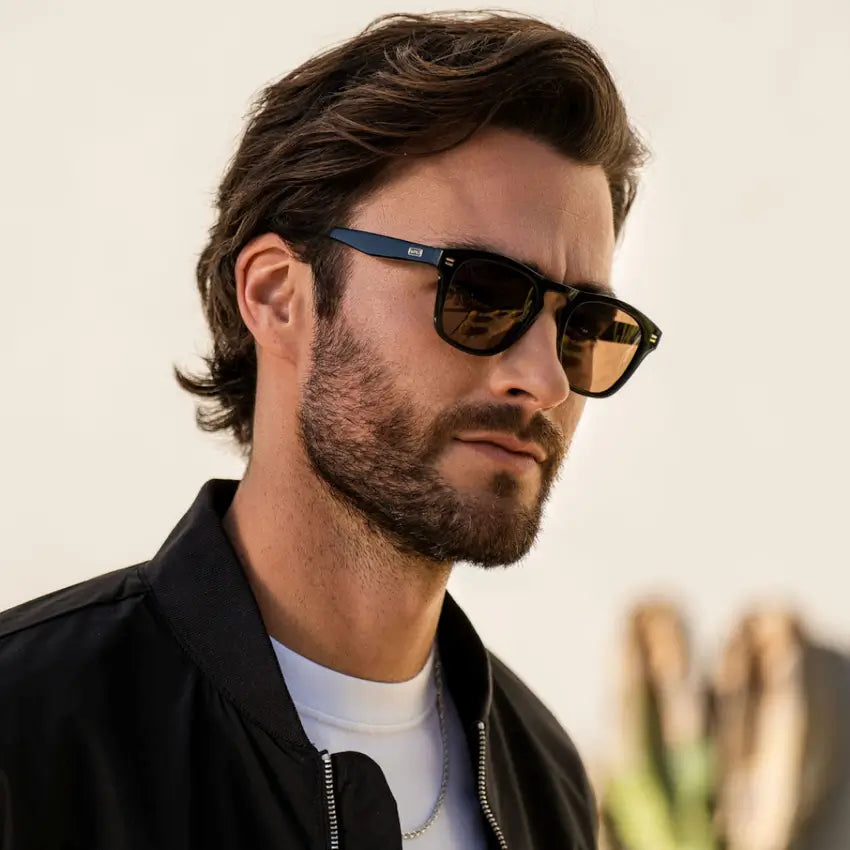 Black / Brown Lens || Acetate Sunglasses in Glossy Black Frame with Brown Polarized Lenses