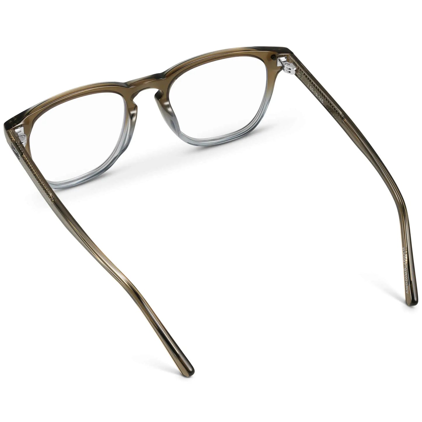 Arctic Forest Green || Back view of Men's Square Prescription Glasses with Arctic Forest Green Frame and Clear Lenses on a white background