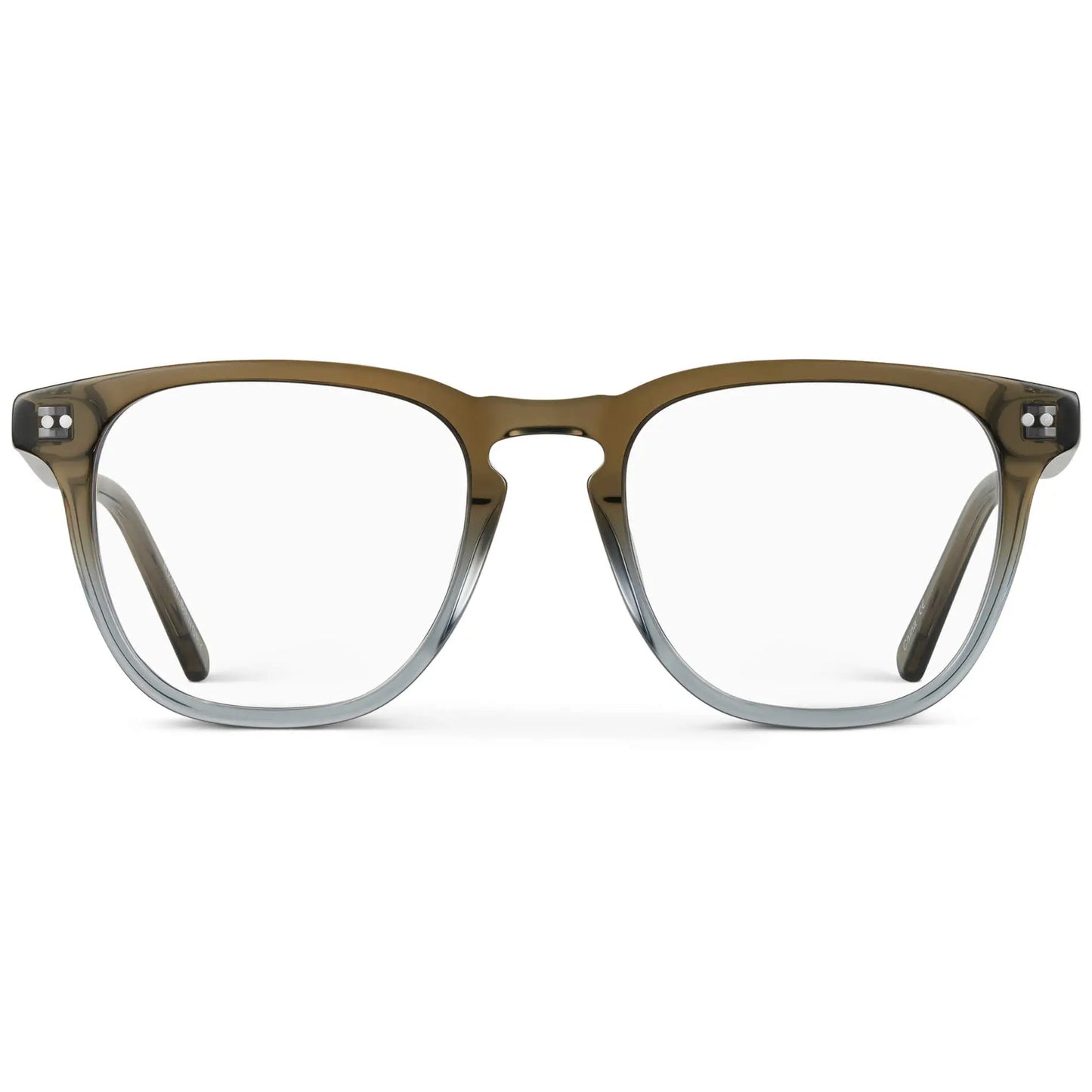 Arctic Forest Green || Men's square arctic forest green acetate frame with clear blue light blocking lens on a white background