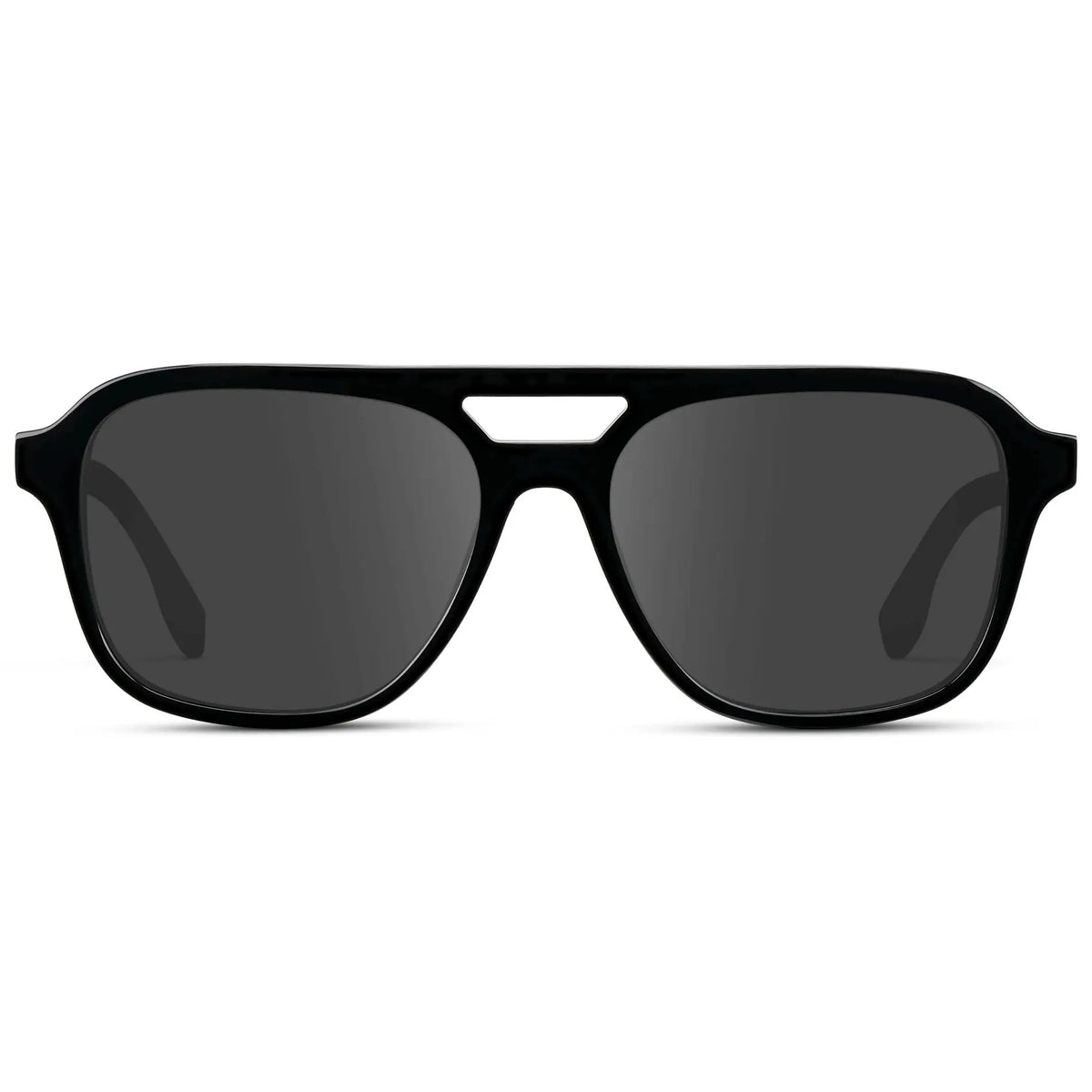 Black / Grey || Men's Double Bridge Aviator Prescription Sunglasses with Black Acetate Frame and Grey Prescription Lens