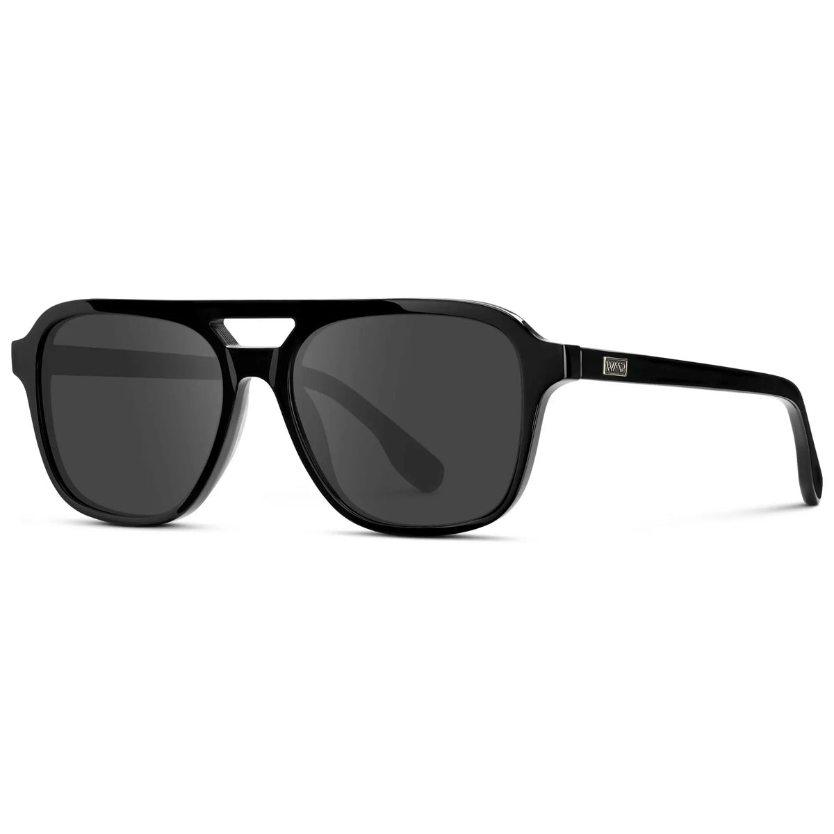 Black / Grey || Men's Double Bridge Aviator Prescription Sunglasses with Black Acetate Frame and Grey Prescription Lens