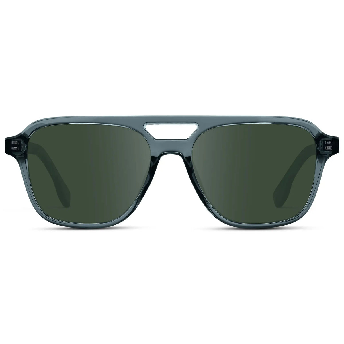 Crystal Stone Blue / G15 || Men's Double Bridge Aviator Prescription Sunglasses with Crystal Blue Acetate Frame and Green Prescription Lens