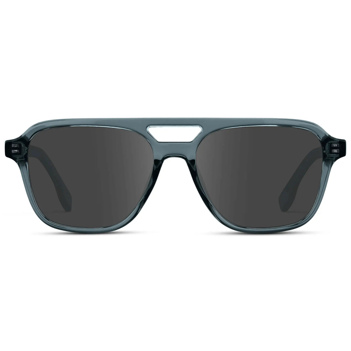 Crystal Stone Blue / Grey || Men's Double Bridge Aviator Prescription Sunglasses with Crystal Blue Acetate Frame and Grey Prescription Lens