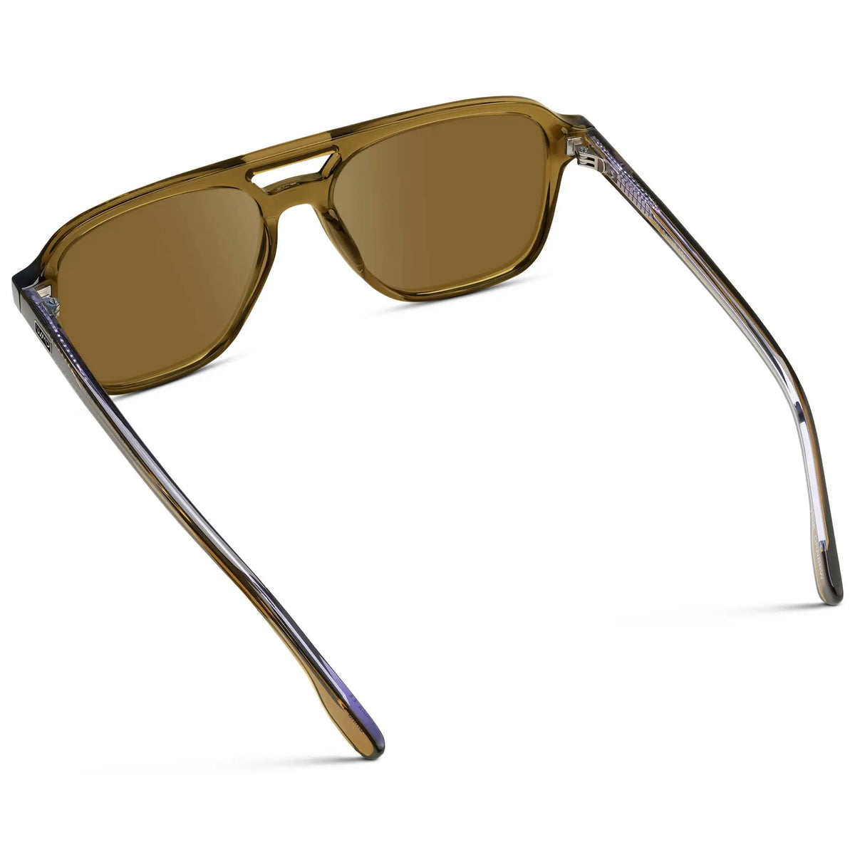 Crystal Verde / Amber || Men's Double Bridge Aviator Prescription Sunglasses with Crystal Verde Acetate Frame and Amber Prescription Lens