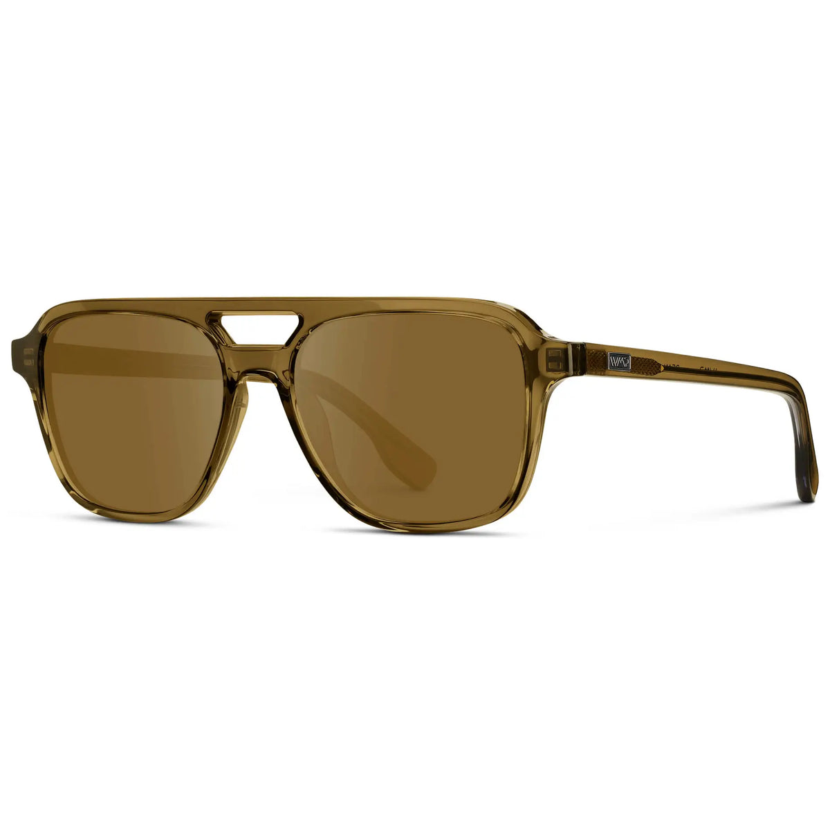 Crystal Verde / Amber || Men's Double Bridge Aviator Prescription Sunglasses with Crystal Verde Acetate Frame and Amber Prescription Lens