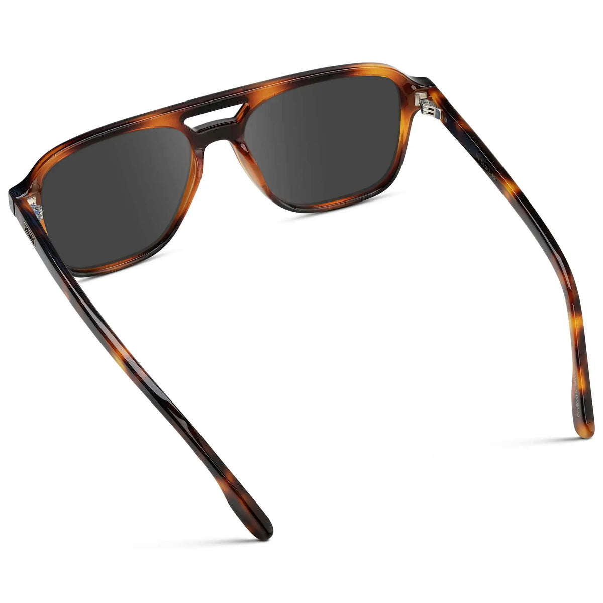 Whiskey Brown Tortoise / Grey || Men's Double Bridge Aviator Prescription Sunglasses with Whiskey Brown Tortoise Acetate Frame and Grey Prescription Lens