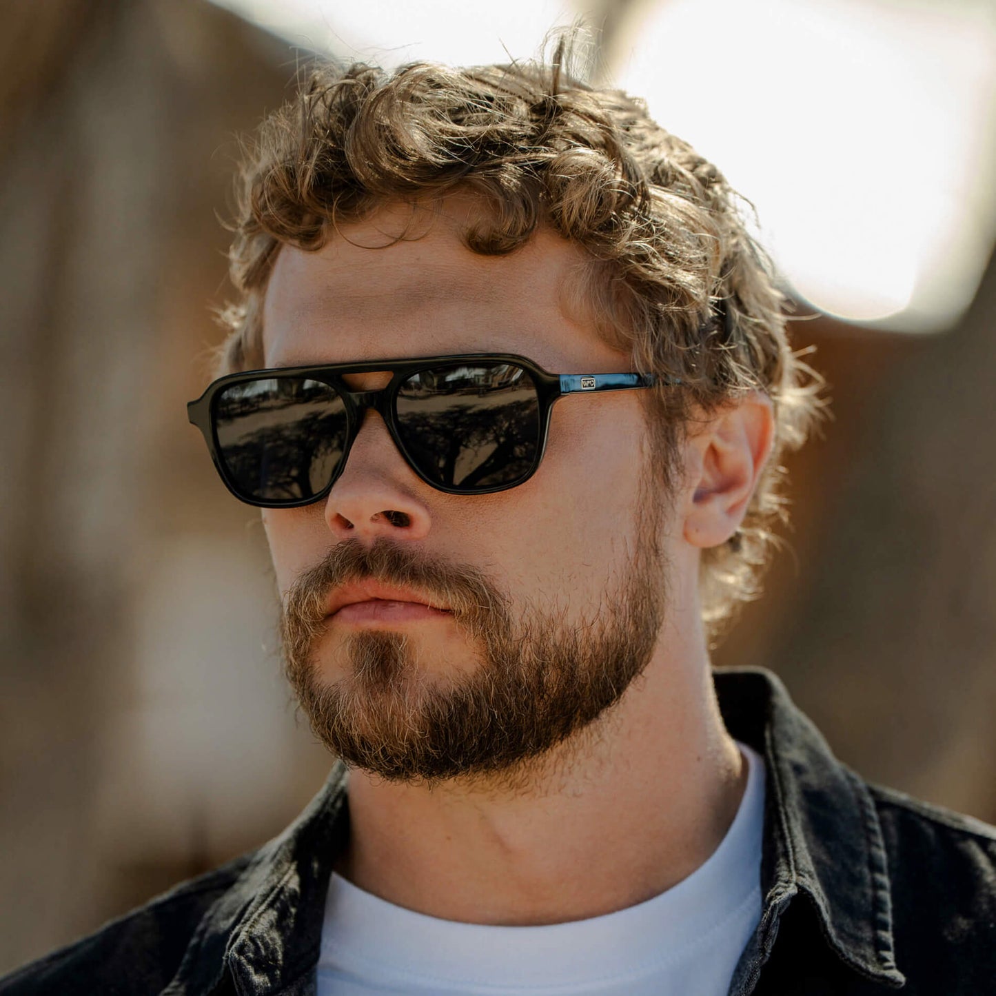 Black / Triple Black Lens || Men's Double Bridge Aviator Sunglasses with Black Acetate Frame and Triple Black Polarized Lens