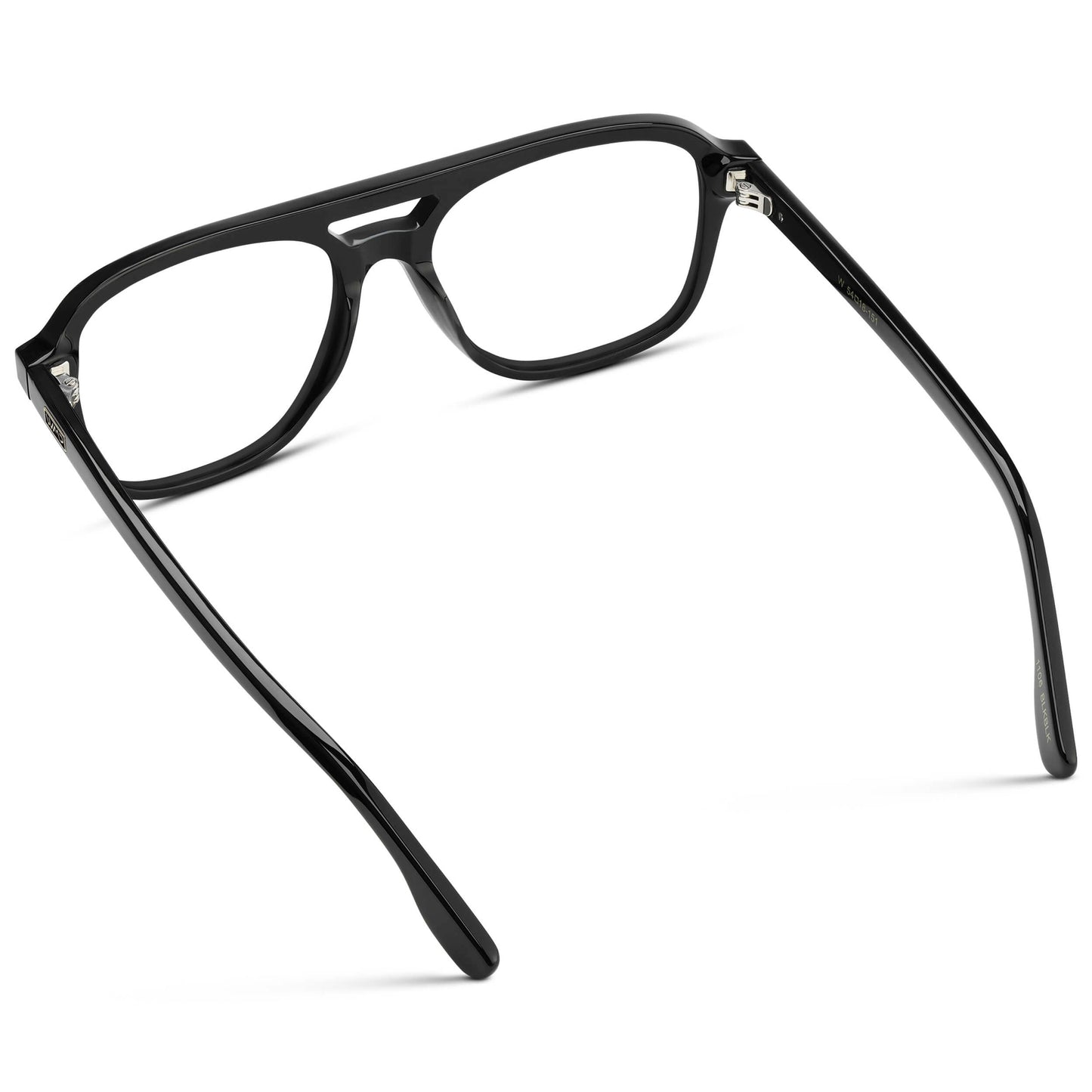 Black || Men's Double Bridge Aviator Eyeglasses with Black Acetate Frame and Clear Prescription Lens