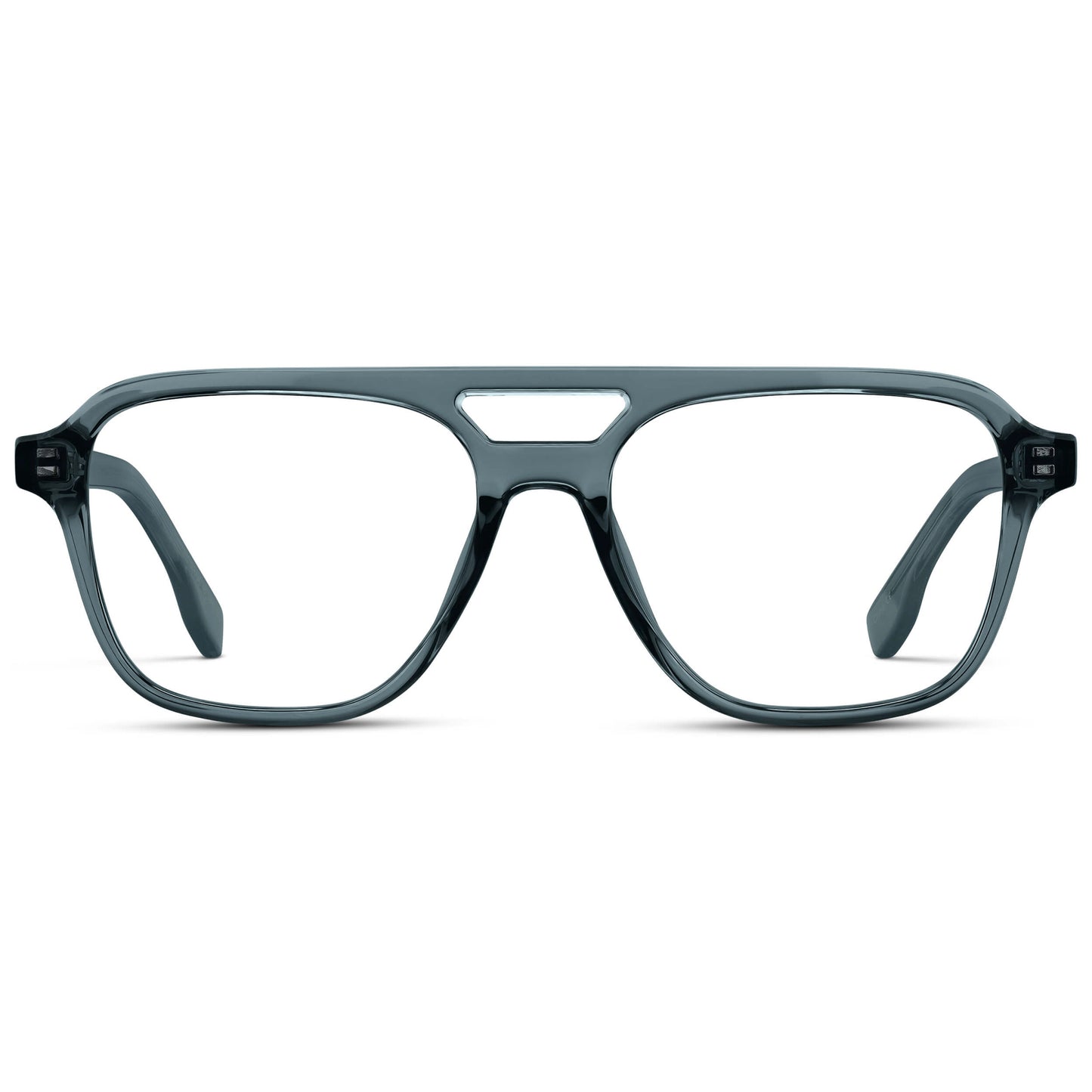Crystal Stone Blue || Men's Double Bridge Aviator Eyeglasses with Blue Acetate Frame and Clear Prescription Lens