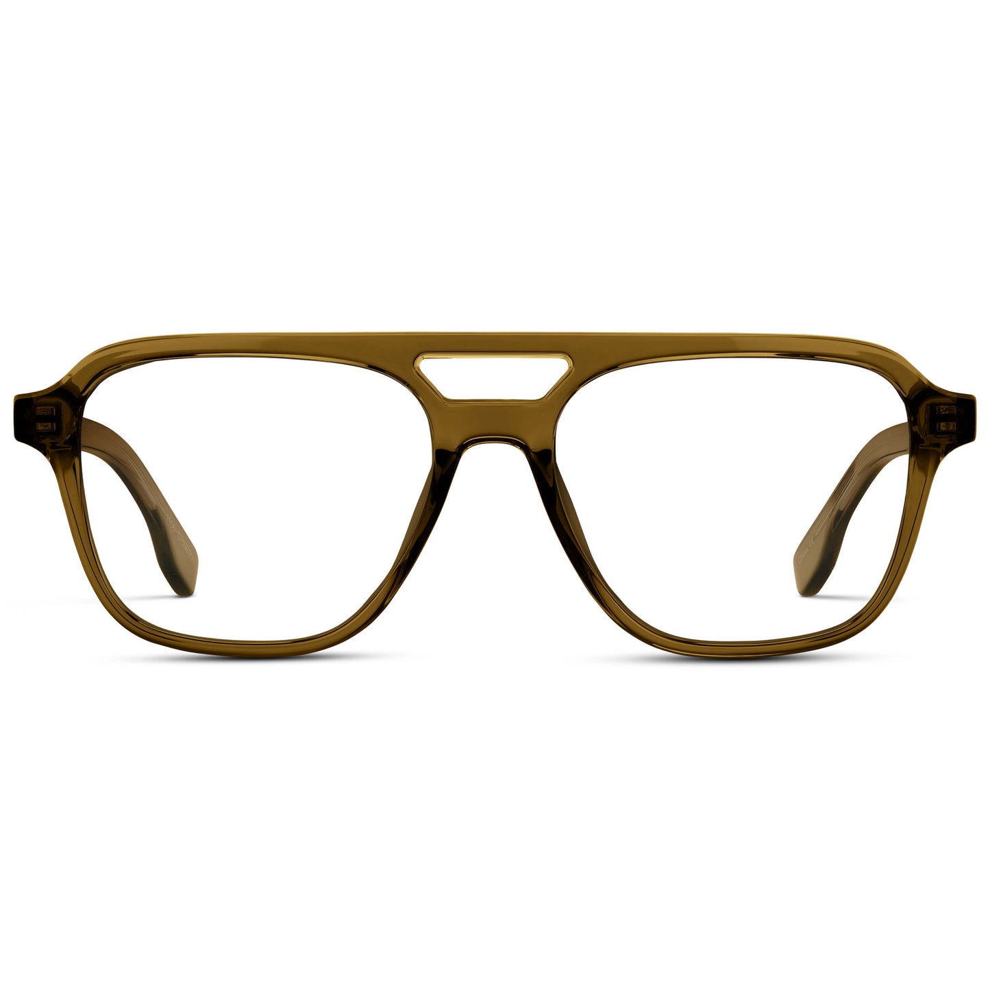 Crystal Verde || Men's Double Bridge Aviator Eyeglasses with Crystal Verde Acetate Frame and Clear Prescription Lens