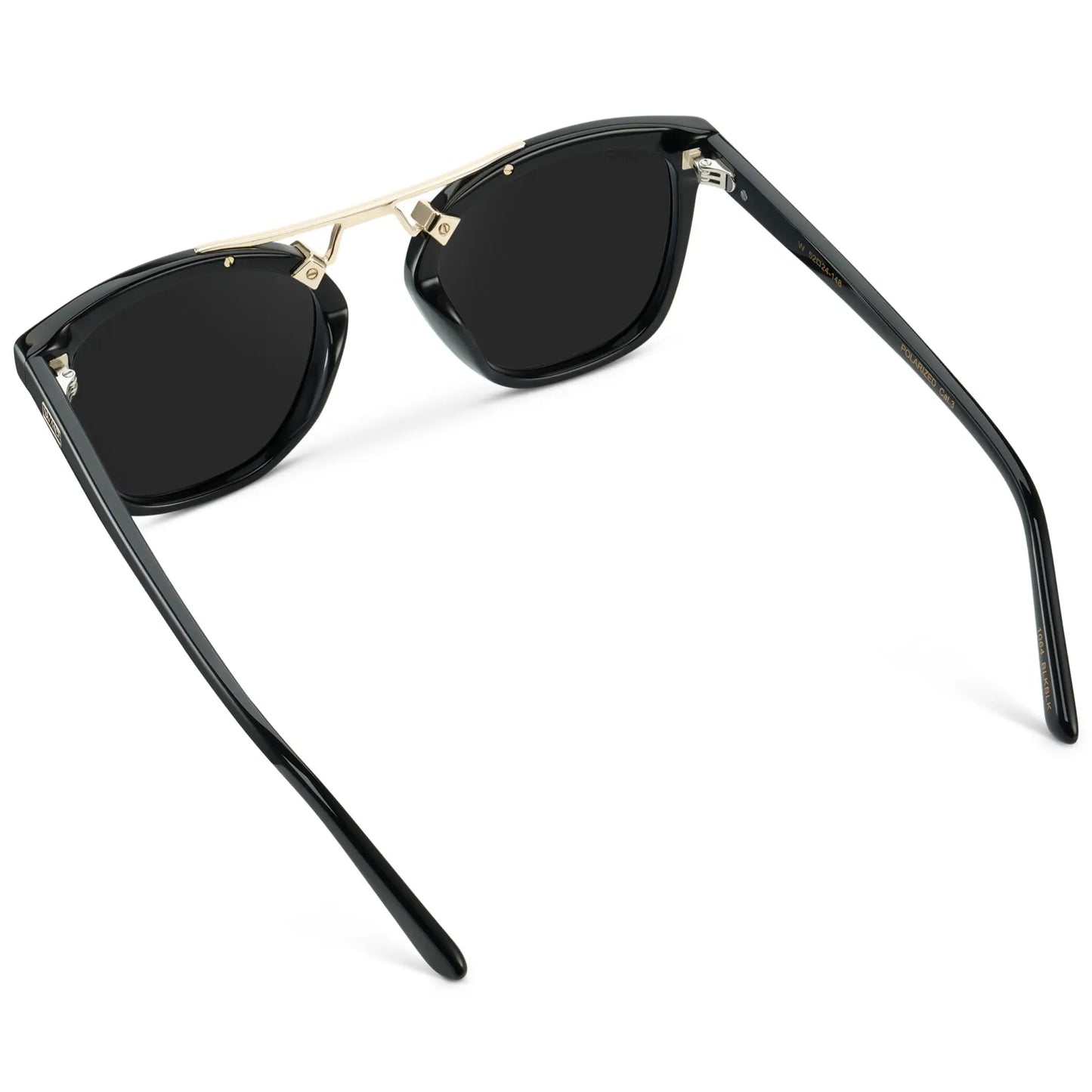 Black / Black Lens || Women's Trendy Black Frame Sunglasses, Gold Metal Accents and Black Polarized Lens