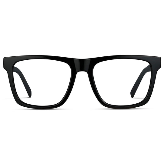 Black || Square Frame Glasses with Clear Prescription Lenses.
