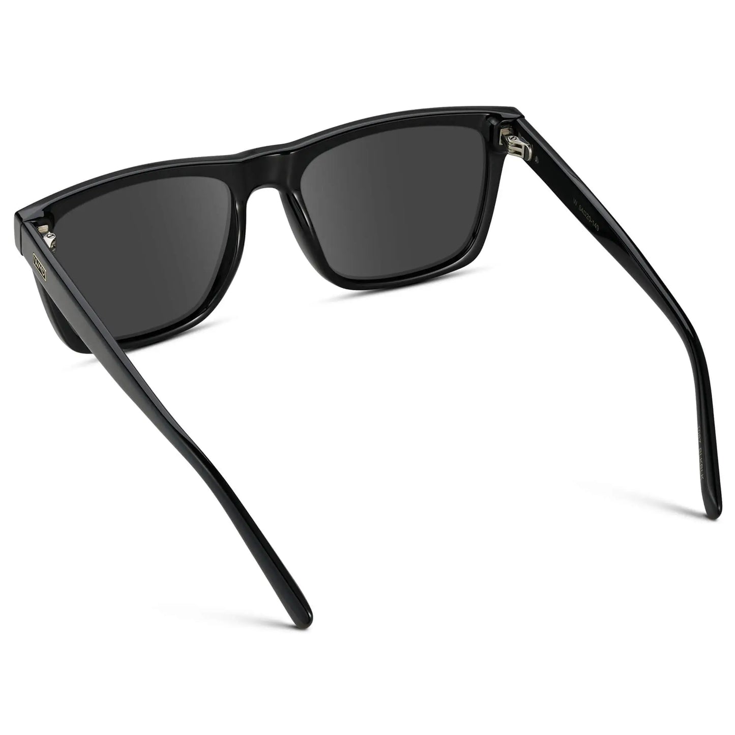 Black / Grey || Back view of Men's Modern Square Prescription Sunglasses with Black and Grey Lenses on a white background