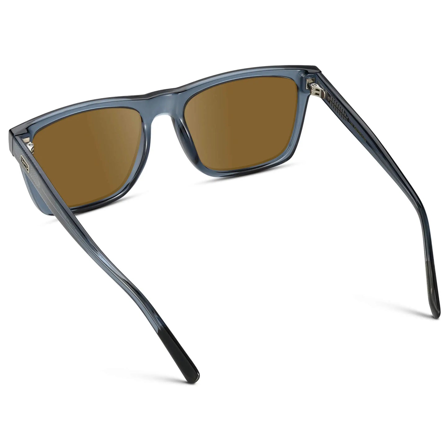 Crystal Indigo Blue / Amber || Back view of Men's Modern Square Prescription Sunglasses with Crystal Indigo Blue and Amber Lenses on a white background