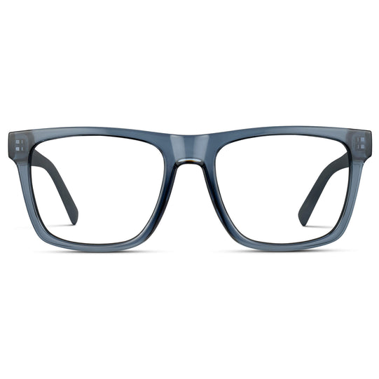 Crystal Indigo Blue || Square Frame Glasses with Clear Prescription Lenses.