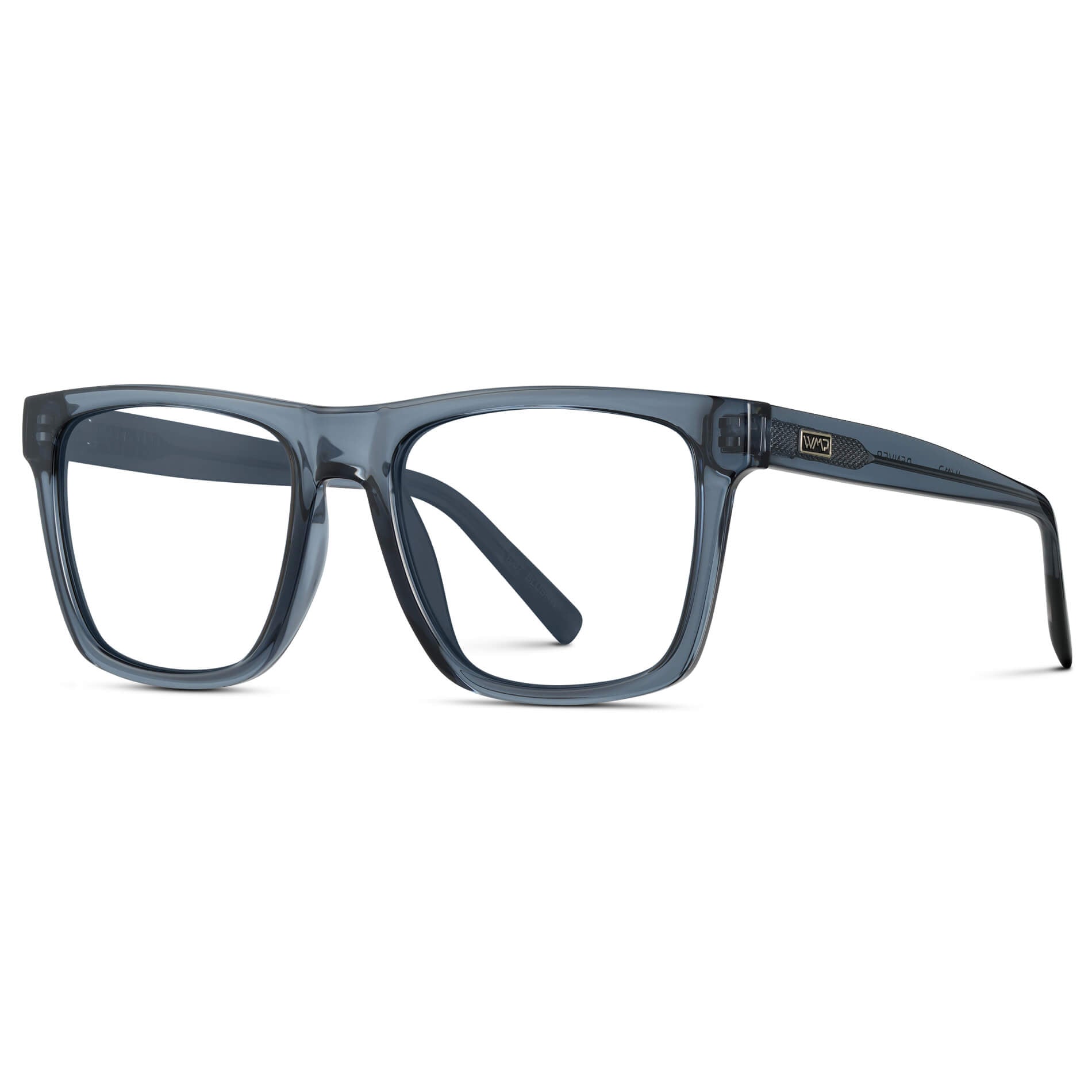 Crystal Indigo Blue || Square Frame Glasses with Clear Prescription Lenses.