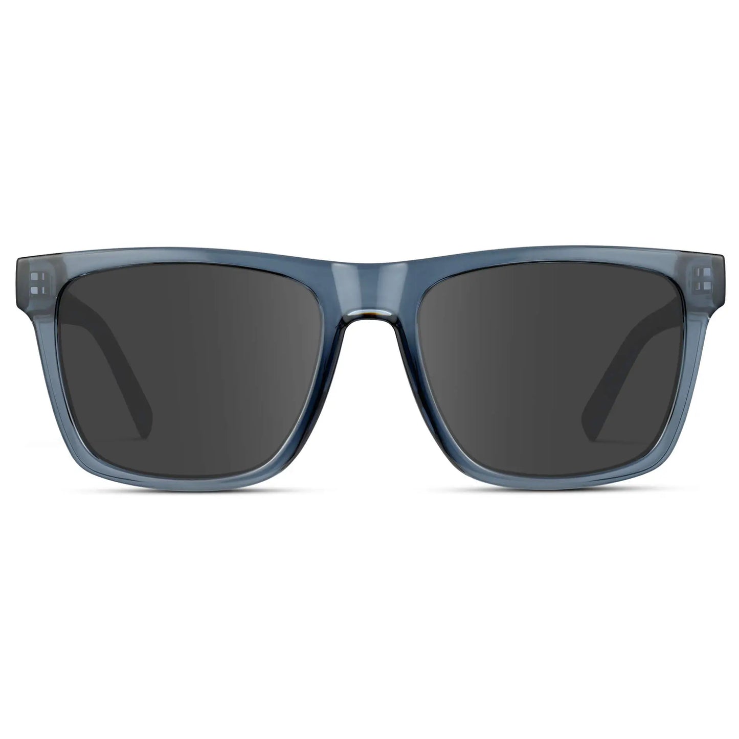 Crystal Indigo Blue / Grey || Men's Modern Square Prescription Sunglasses with Crystal Indigo Blue and Grey Lenses on a white background