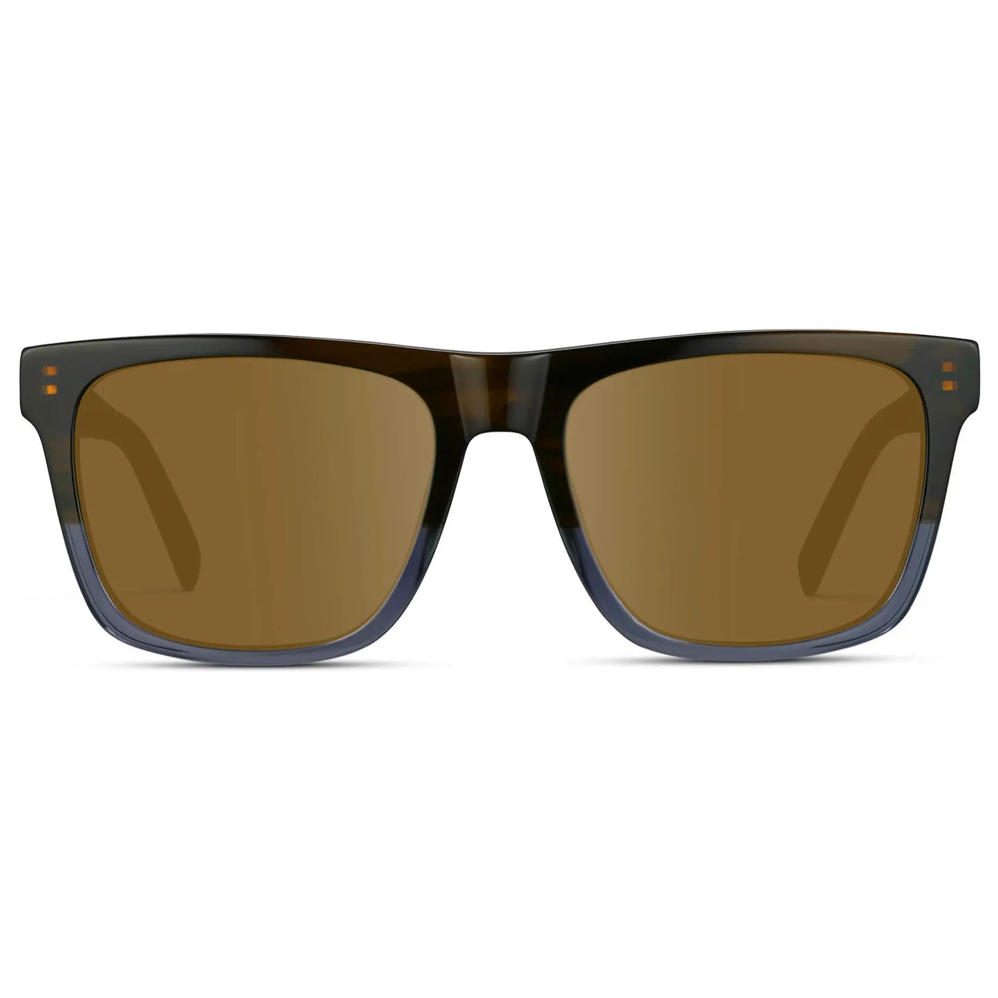Blue Forest Fade / Amber || Men's Modern Square Prescription Sunglasses with Blue Forest Fade and Amber Lenses on a white background