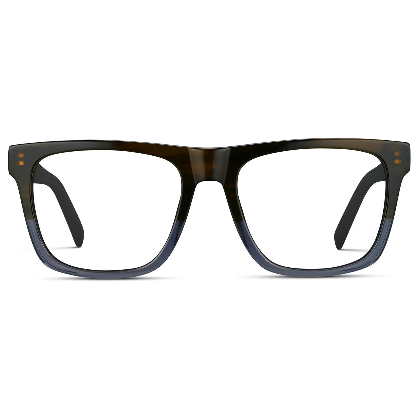 Blue Forest Fade || Men's Square Eyeglasses with Blue Forest Fade Frame and Clear Prescription Lenses on a white background