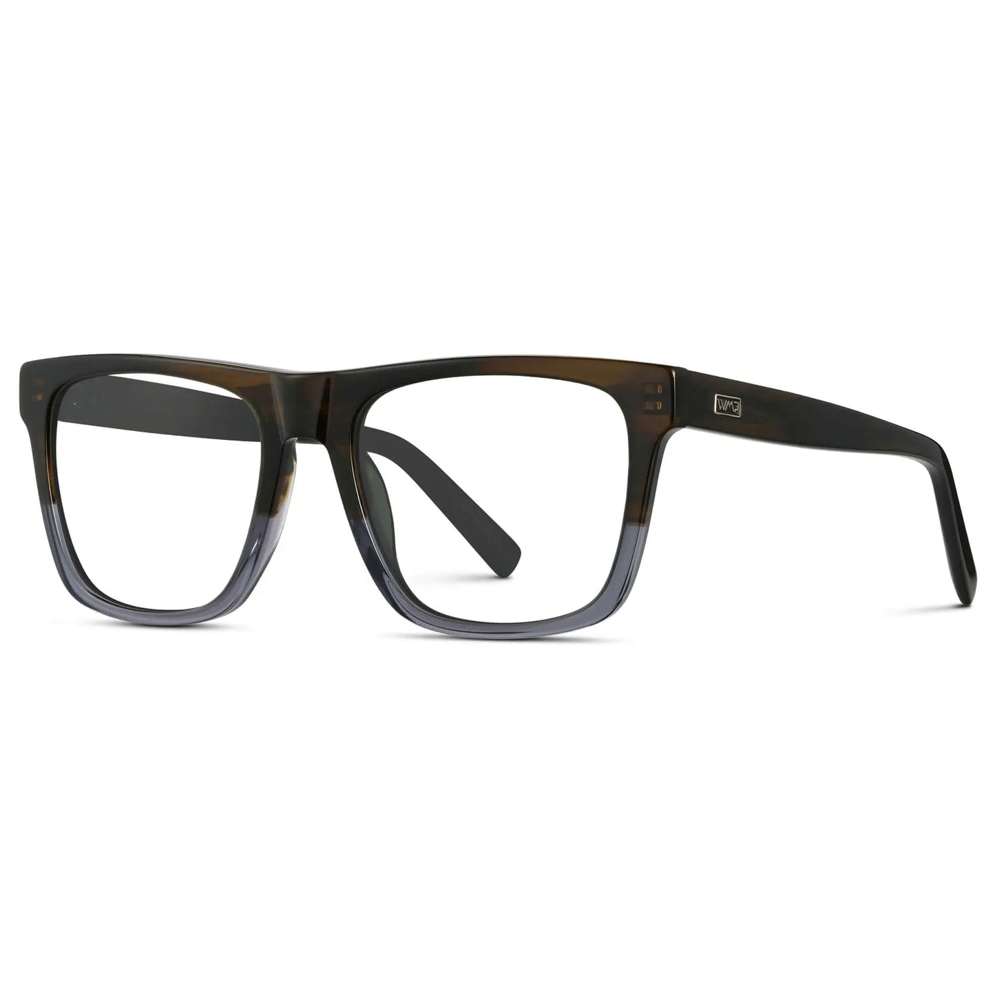 Blue Forest Fade || Side view of Men's Square Eyeglasses with Blue Forest Fade Frame and Clear Prescription Lenses on a white background