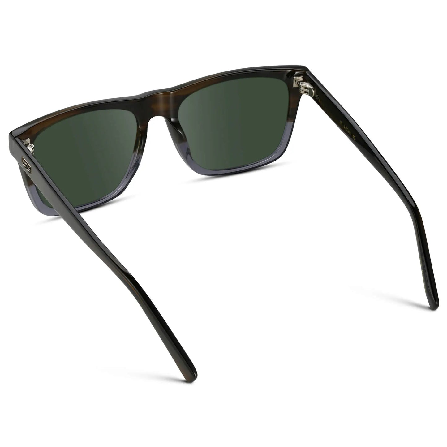 Blue Forest Fade / G15 || Back view of Men's Modern Square Prescription Sunglasses with Blue Forest Fade and Green Lenses on a white background