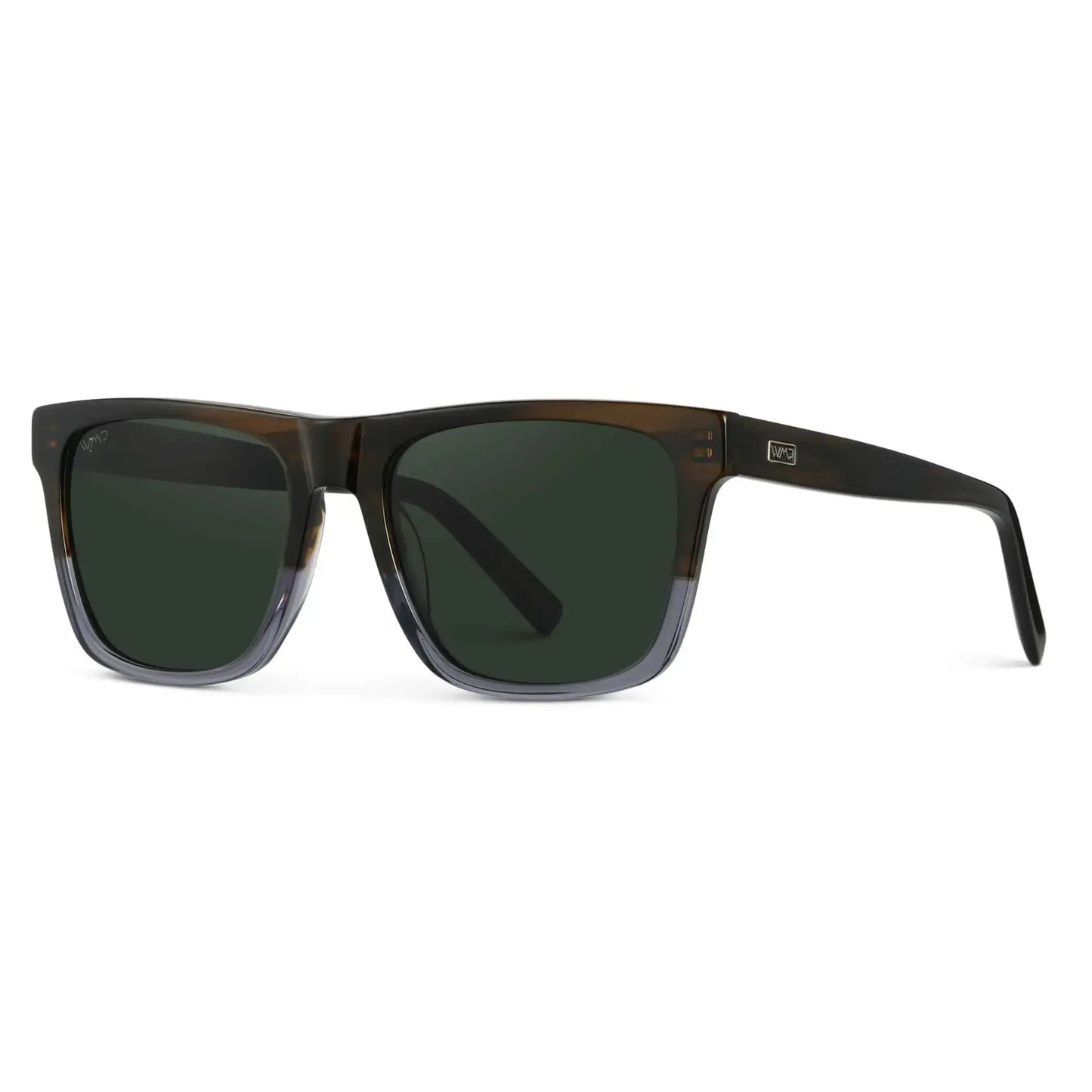 Blue Forest Fade / Smoke Green Lens || Men's Blue Square Polarized Sunglasses with Smoke Green Lenses