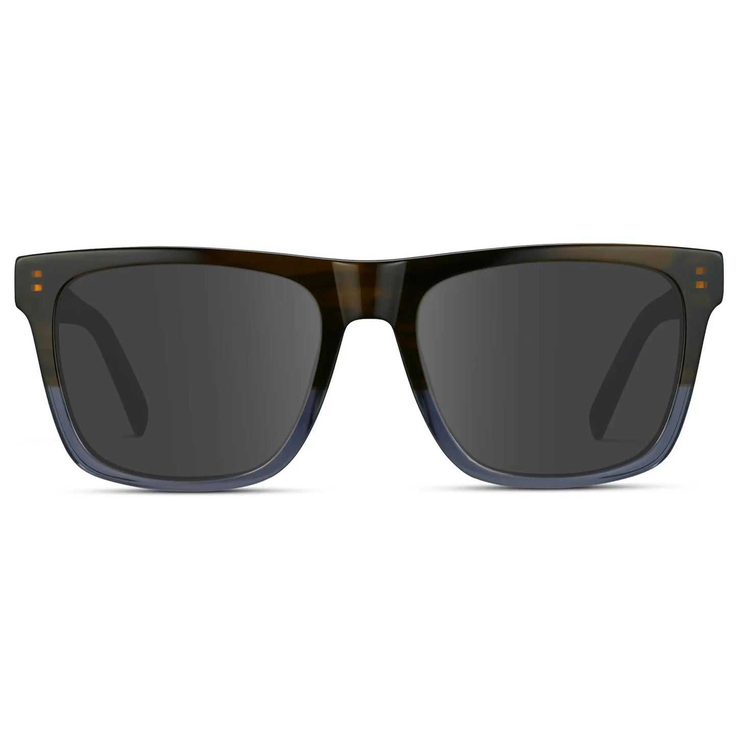 Blue Forest Fade / Grey || Men's Modern Square Prescription Sunglasses with Blue Forest Fade and Grey Lenses on a white background