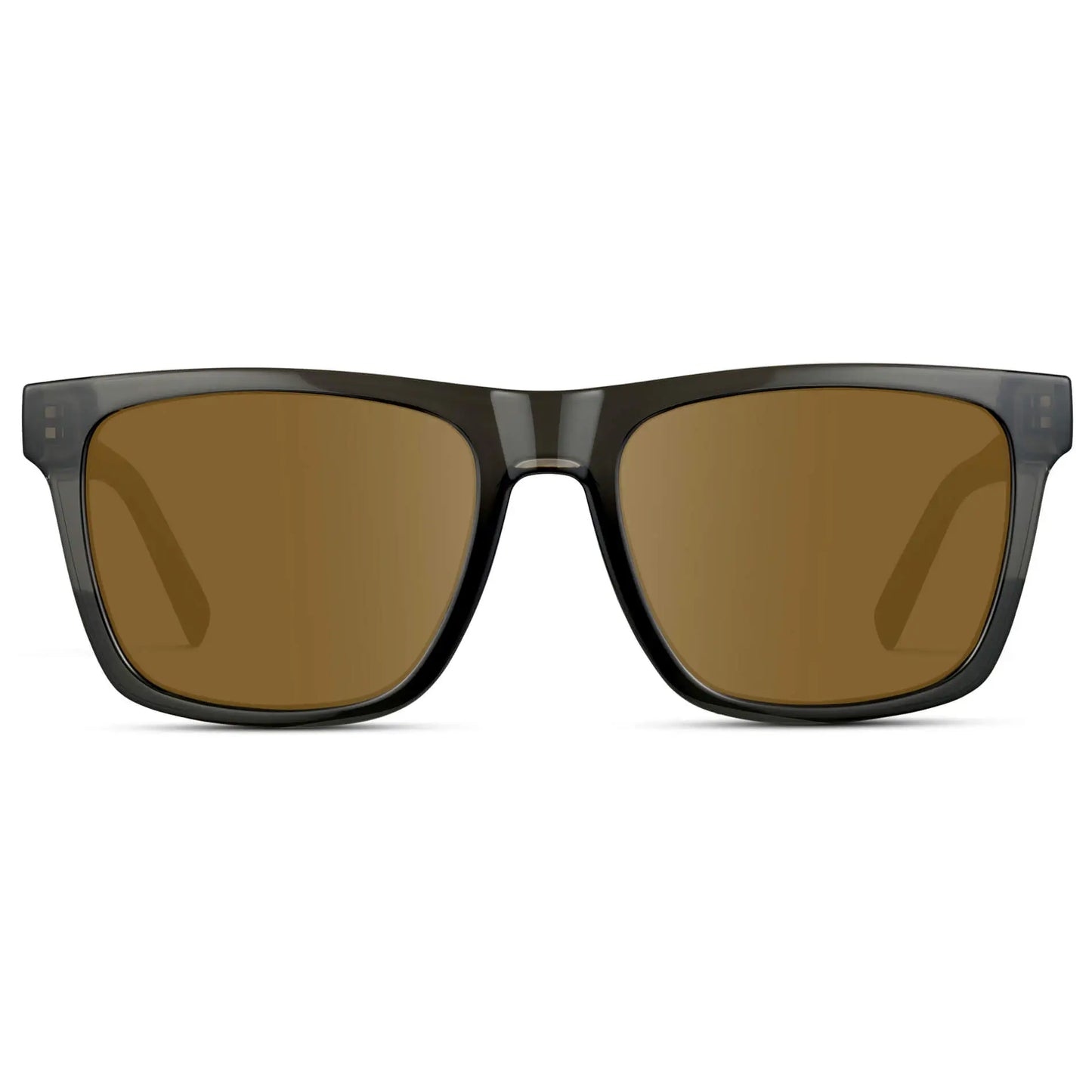 Crystal Carbon Grey / Amber || Men's Modern Square Prescription Sunglasses with Crystal Carbon Grey and Amber Lenses on a white background