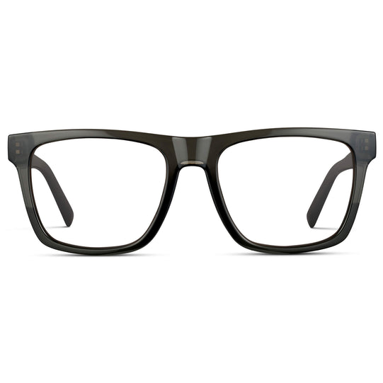Crystal Carbon Grey || Square Frame Glasses with Clear Prescription Lenses.