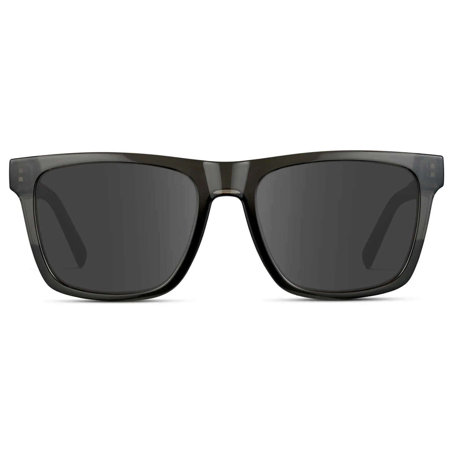 Crystal Carbon Grey / Grey || Men's Modern Square Prescription Sunglasses with Crystal Carbon Grey and Grey Lenses on a white background