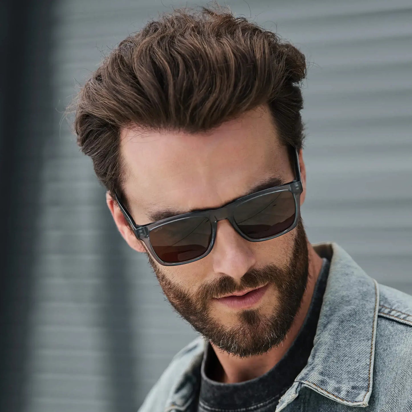 Crystal Indigo Blue / Dark Brown Lens || Men's Indigo Blue Square Polarized Sunglasses with Dark Brown Lenses