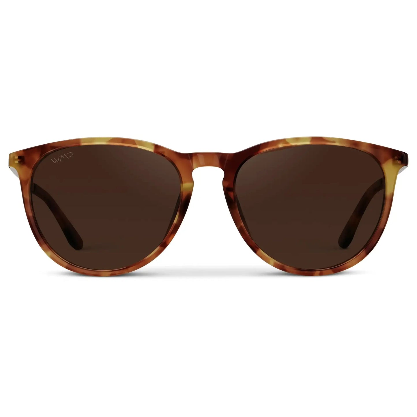 Maple Tortoise / Dark Brown Lens || Classic Round Frame Sunglasses with Maple Tortoise Frame and Dark Brown Polarized Lenses