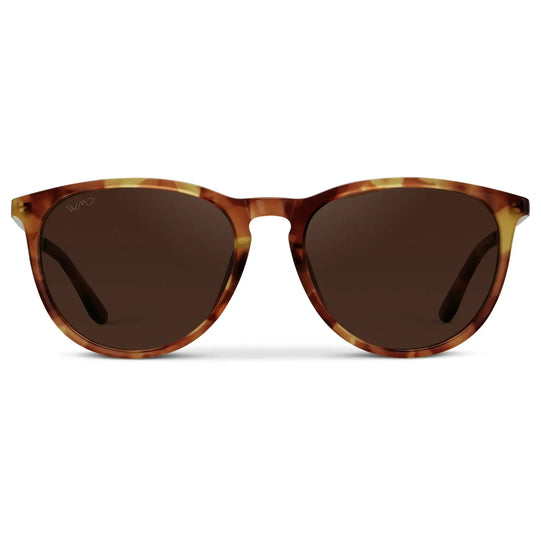Maple Tortoise / Dark Brown Lens || Classic Round Frame Sunglasses with Maple Tortoise Frame and Dark Brown Polarized Lenses