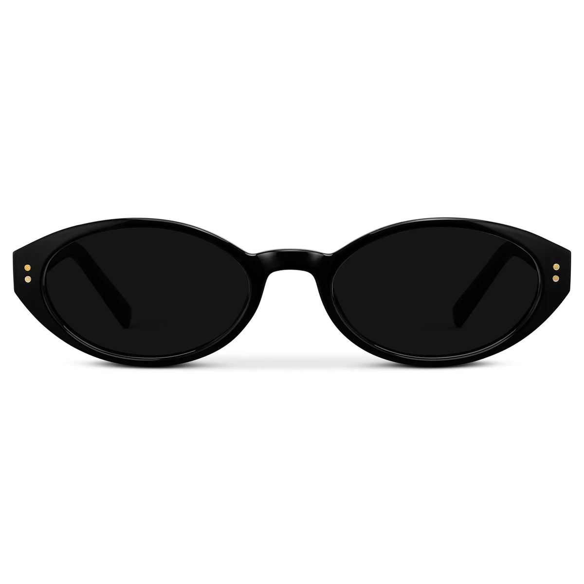 Black / Triple Black Lens || Women's Elongated Oval Sunglasses with Black Frame and Black Lens on a white background