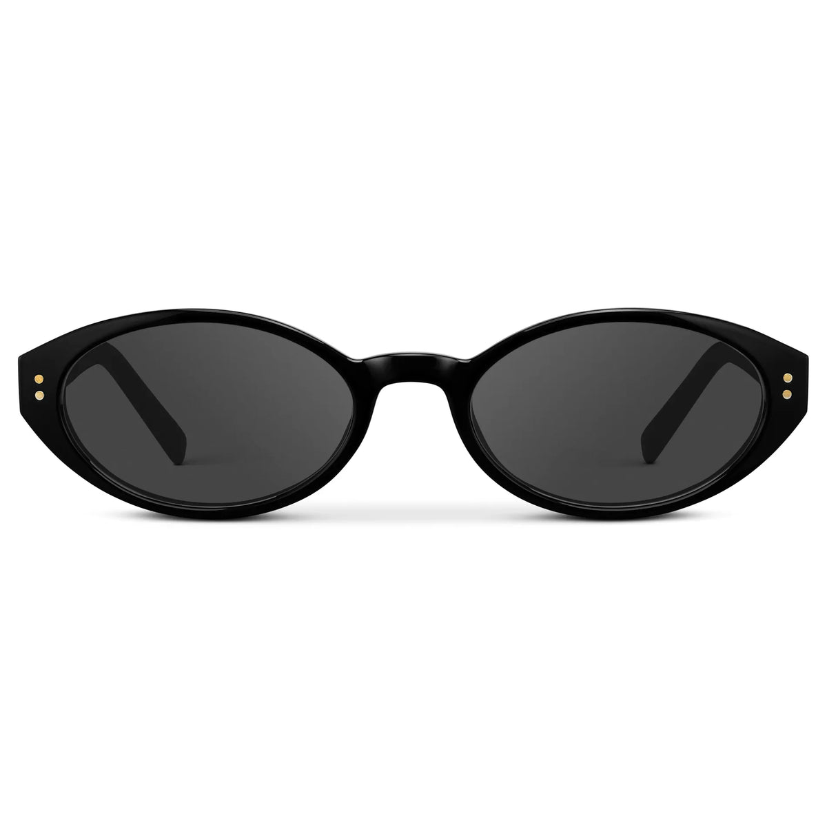 Black / Grey || Women's Elongated Oval Prescription Sunglasses with Black Frame and Grey Lens on a white background