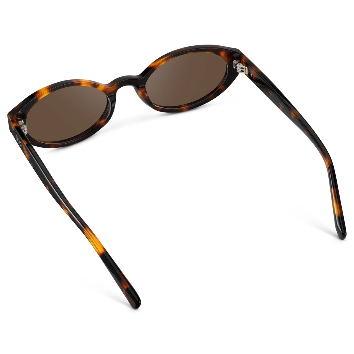 Brown Tortoise / Brown Lens || Back view of Women's Elongated Oval Sunglasses with Brown Tortoise Frame and Brown Lens on a white background